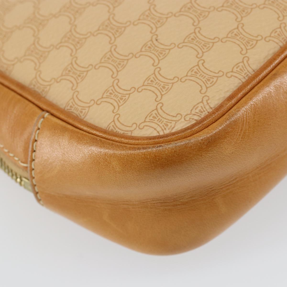 CELINE Macadam Canvas Hand Bag PVC Beige Gold Auth 142798