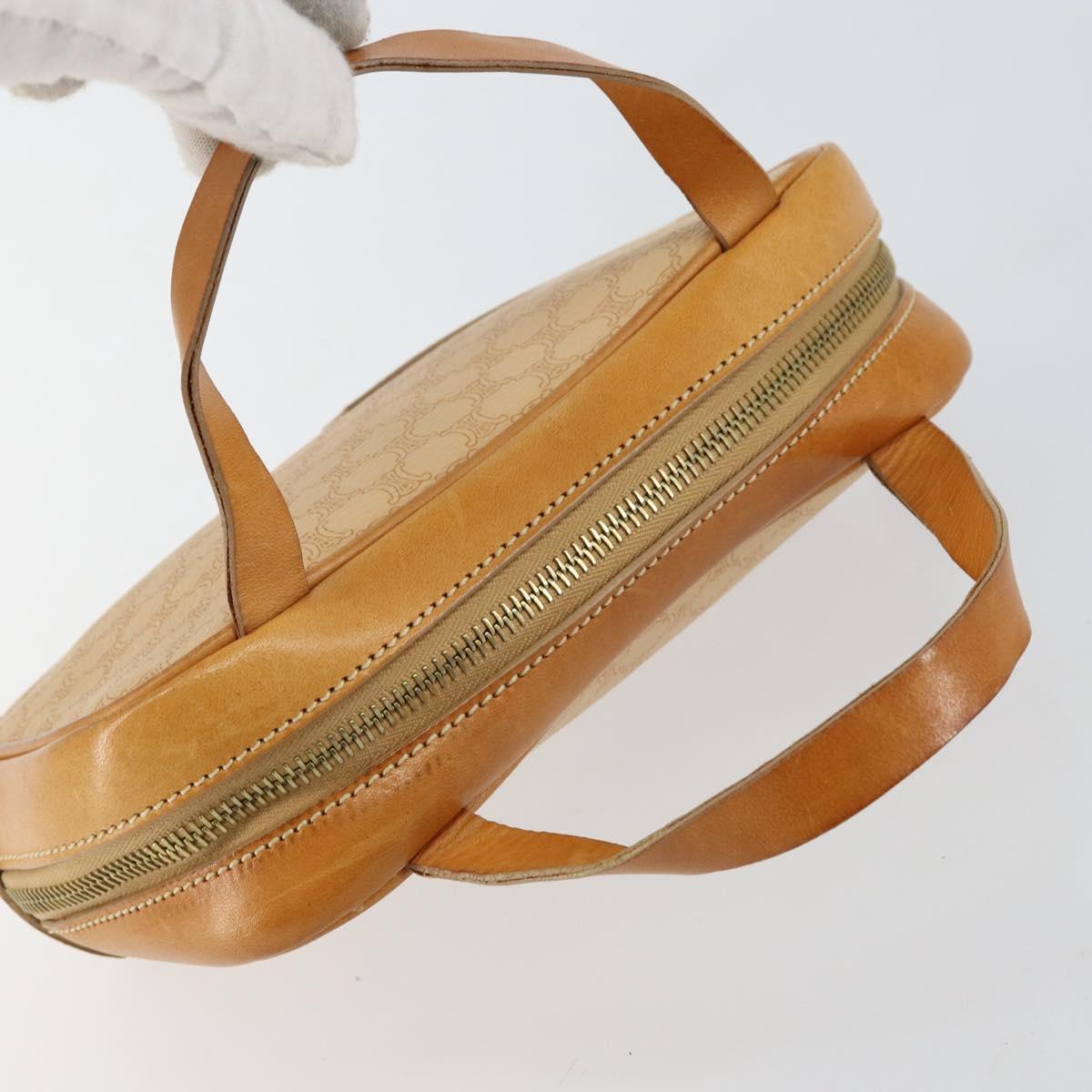 CELINE Macadam Canvas Hand Bag PVC Beige Gold Auth 142798
