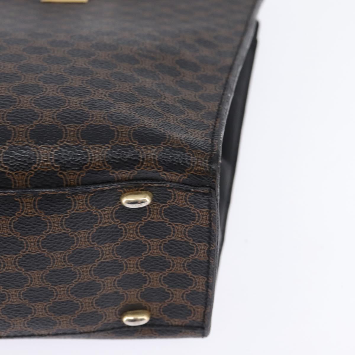 CELINE Macadam Canvas Tote Bag PVC Leather 2way Black Gold Auth 142799