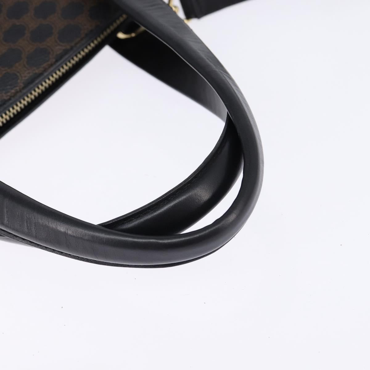CELINE Macadam Canvas Tote Bag PVC Leather 2way Black Gold Auth 142799