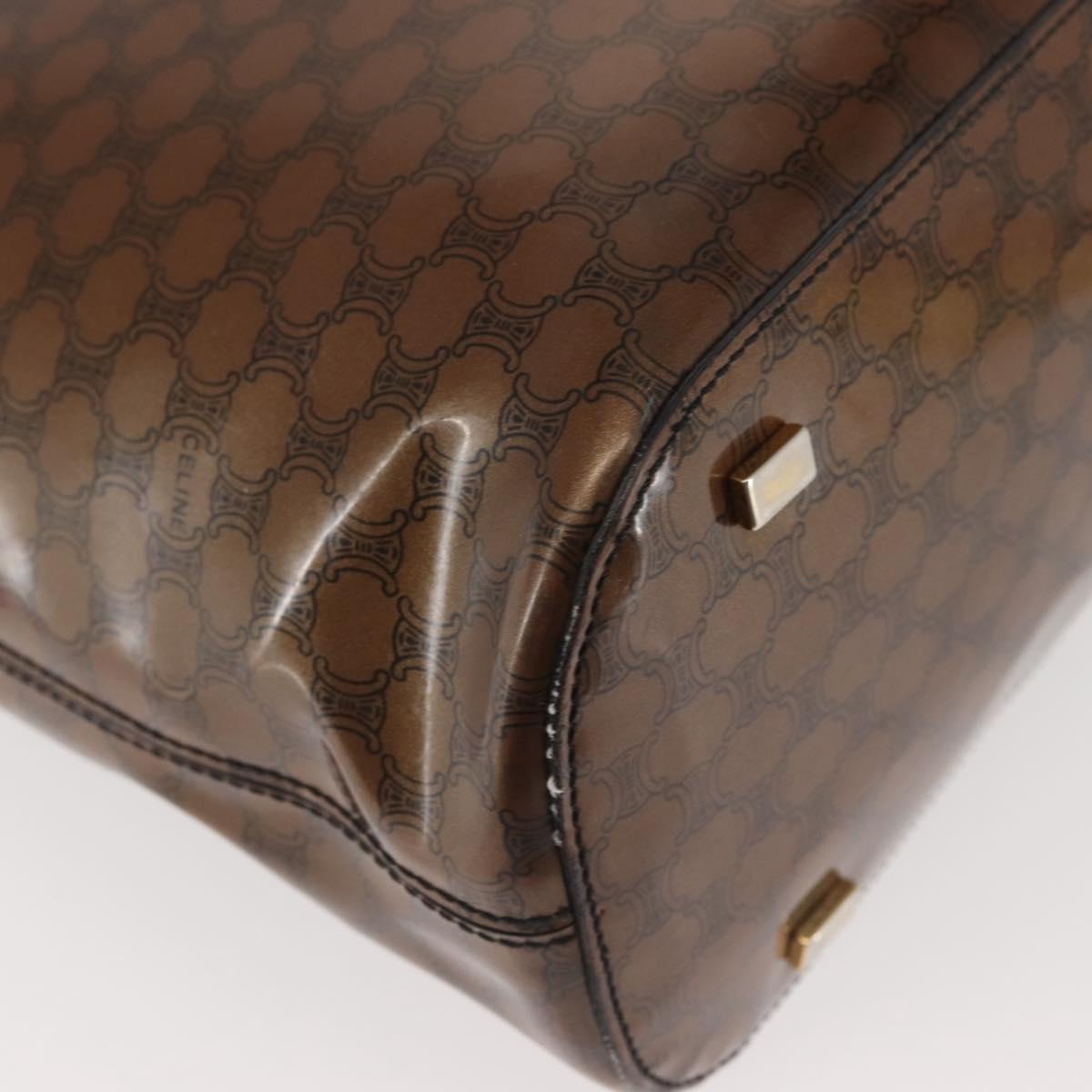 CELINE Macadam Canvas Hand Bag Brown Gold Auth 142800