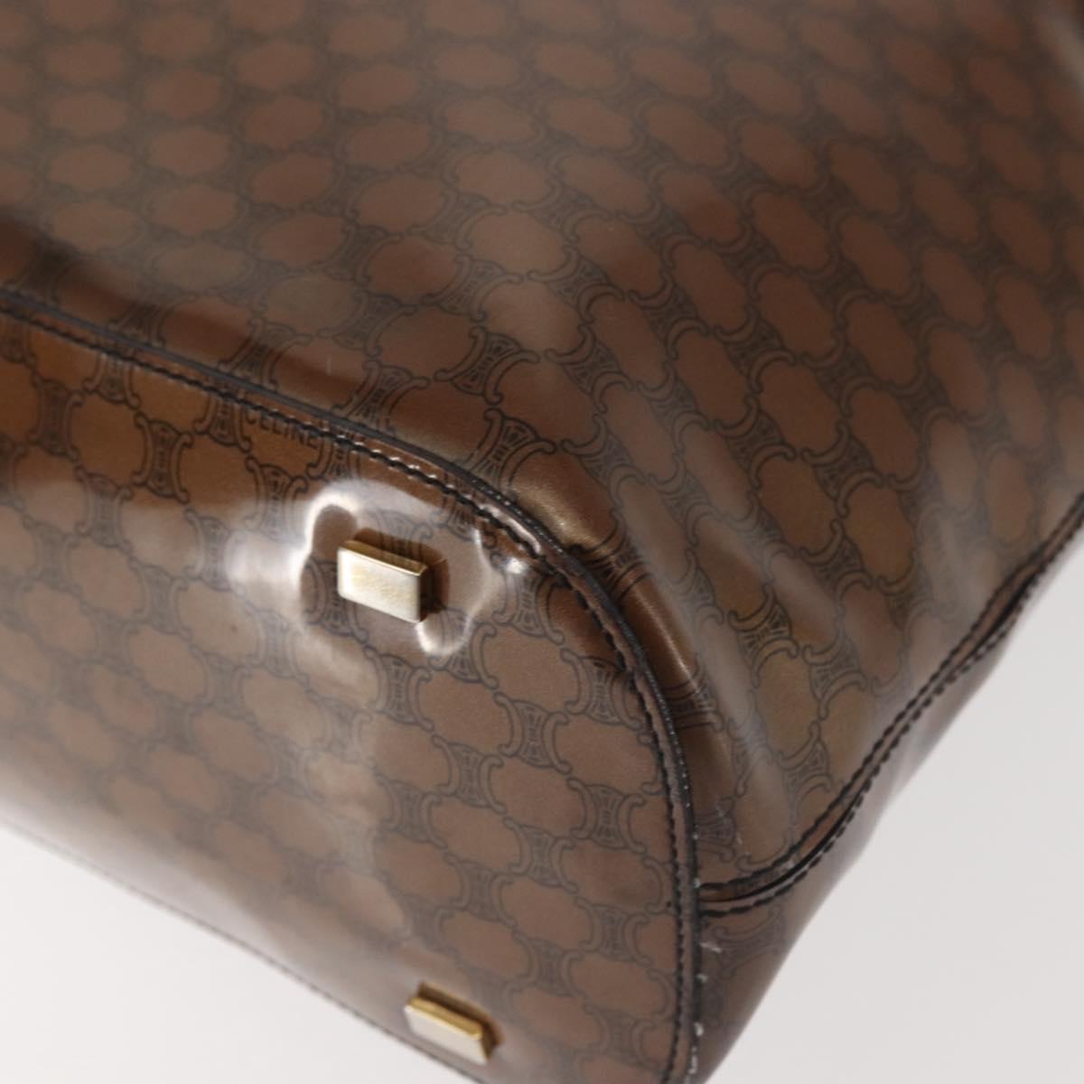 CELINE Macadam Canvas Hand Bag Brown Gold Auth 142800