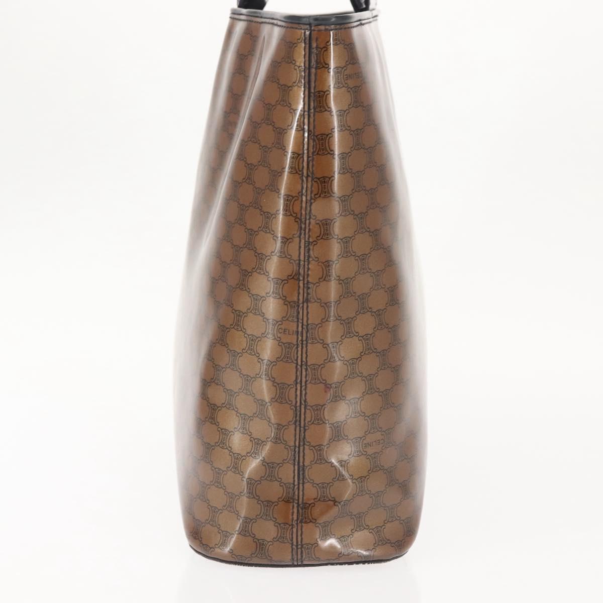 CELINE Macadam Canvas Hand Bag Brown Gold Auth 142800