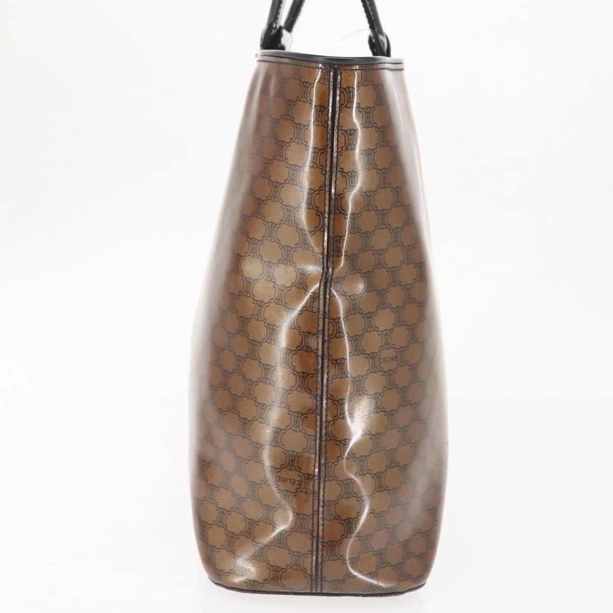 CELINE Macadam Canvas Hand Bag Brown Gold Auth 142800