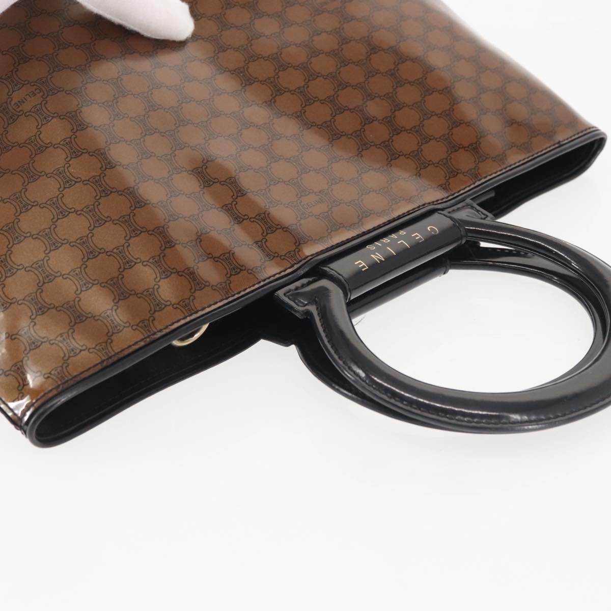 CELINE Macadam Canvas Hand Bag Brown Gold Auth 142800