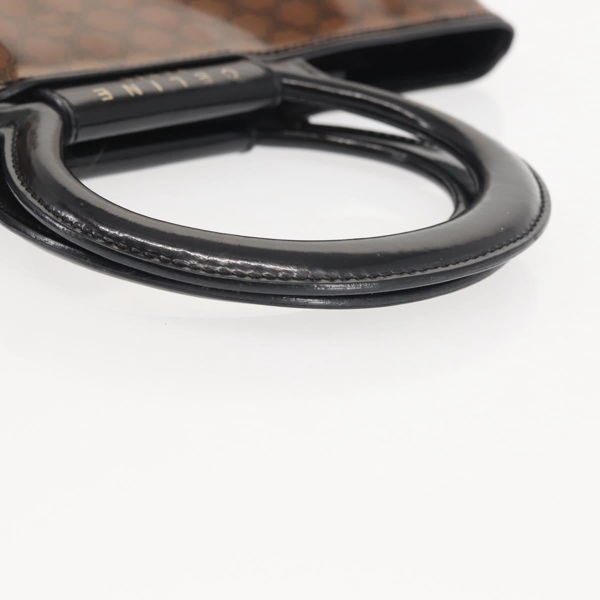 CELINE Macadam Canvas Hand Bag Brown Gold Auth 142800