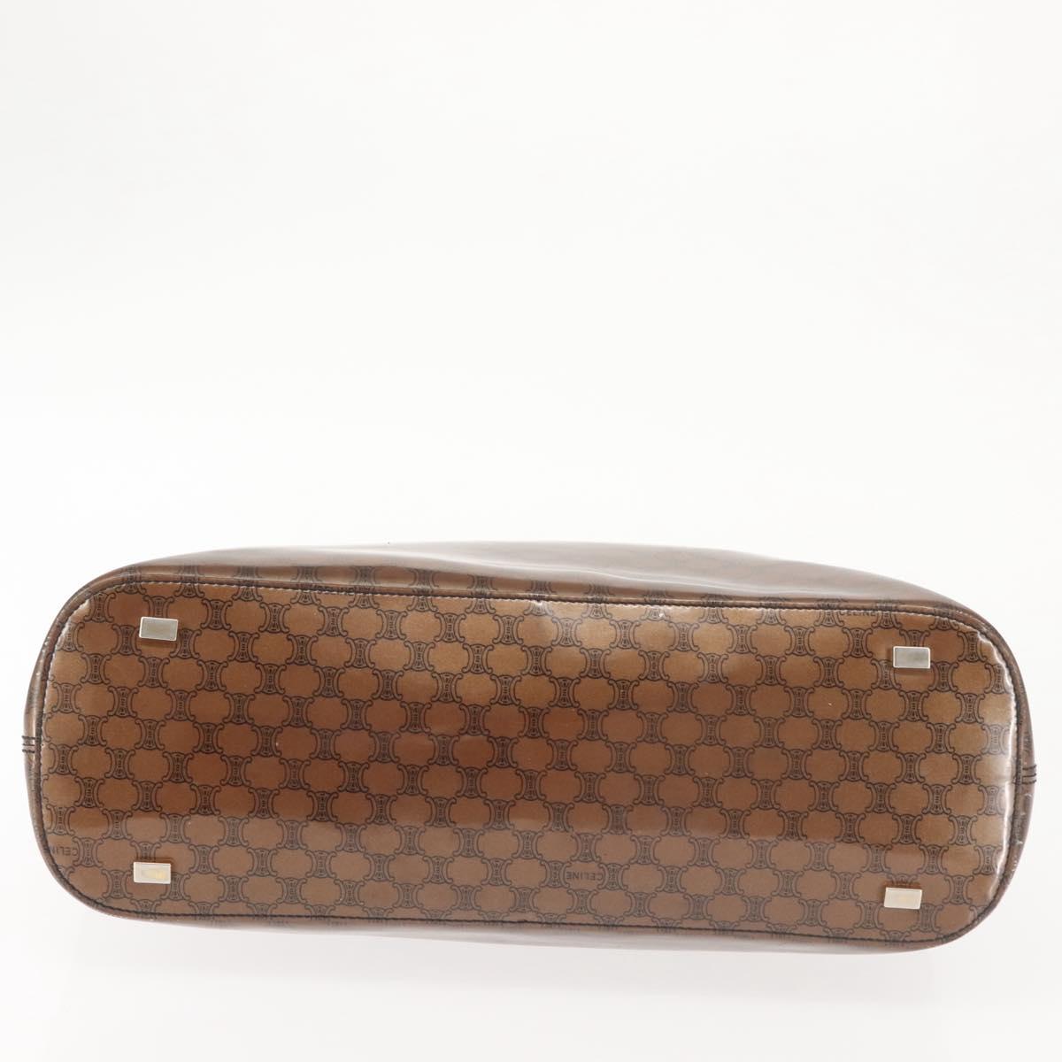 CELINE Macadam Canvas Hand Bag Brown Gold Auth 142800