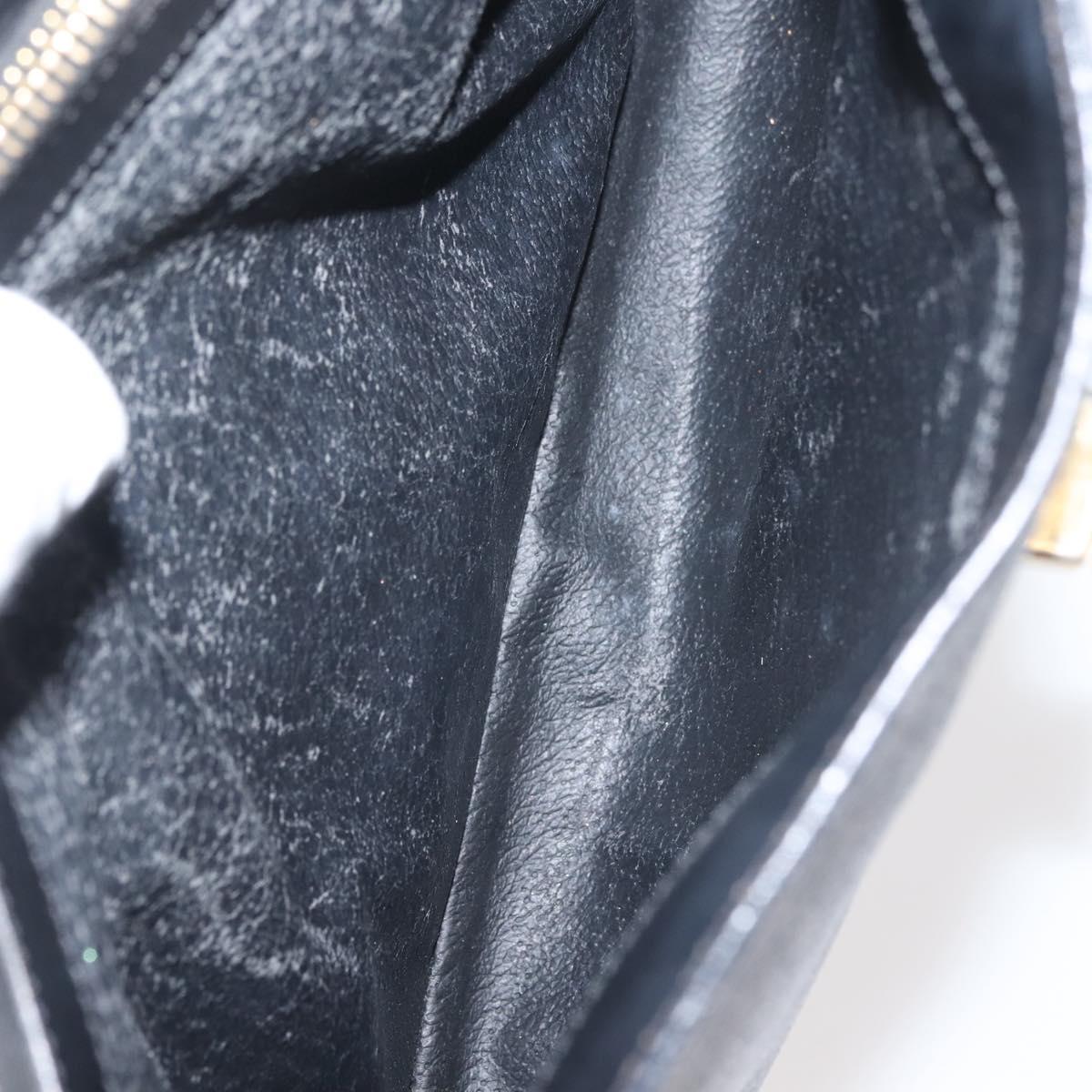 CELINE Macadam Canvas Shoulder Bag PVC Leather Black Gold Auth 142805