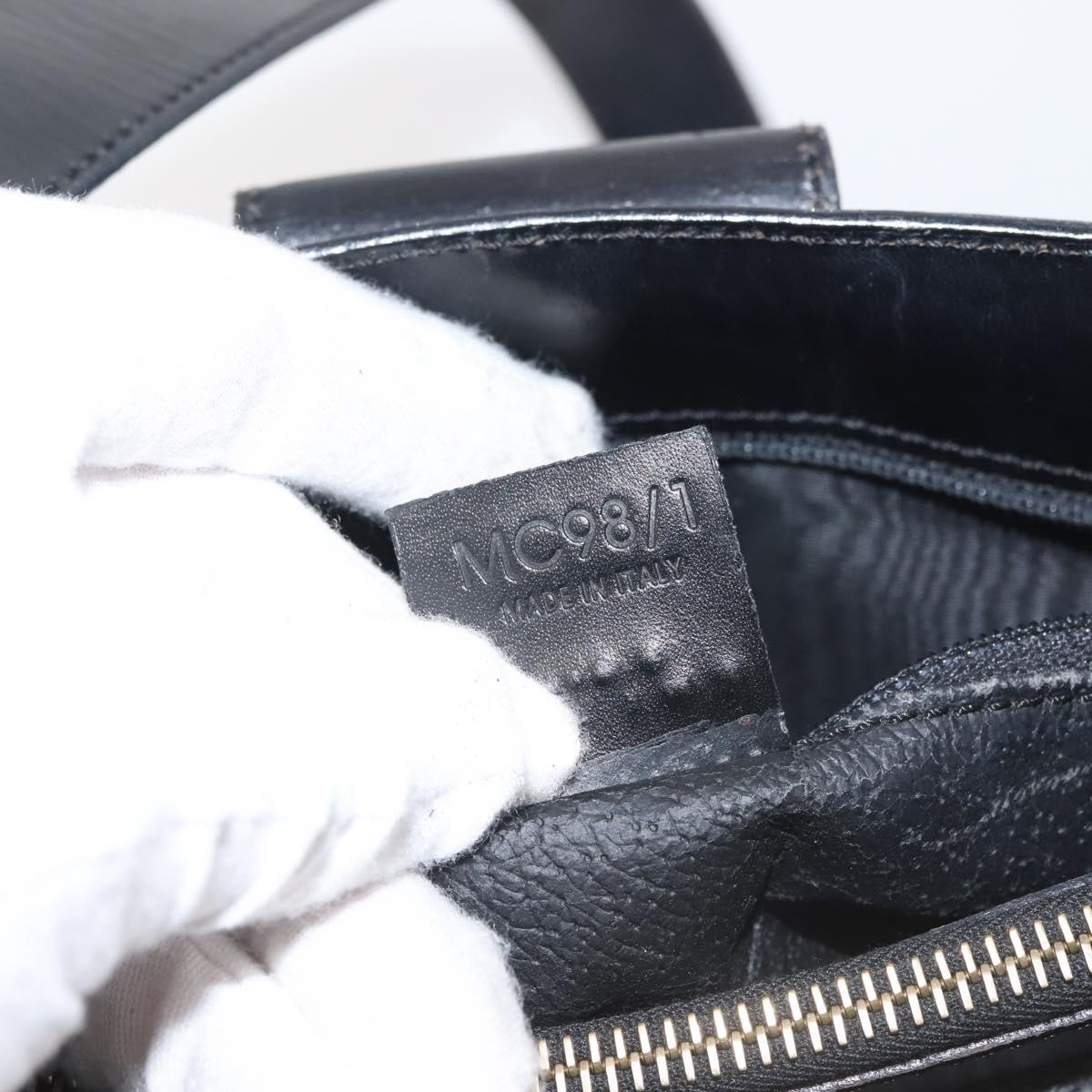 CELINE Macadam Canvas Shoulder Bag PVC Leather Black Gold Auth 142805