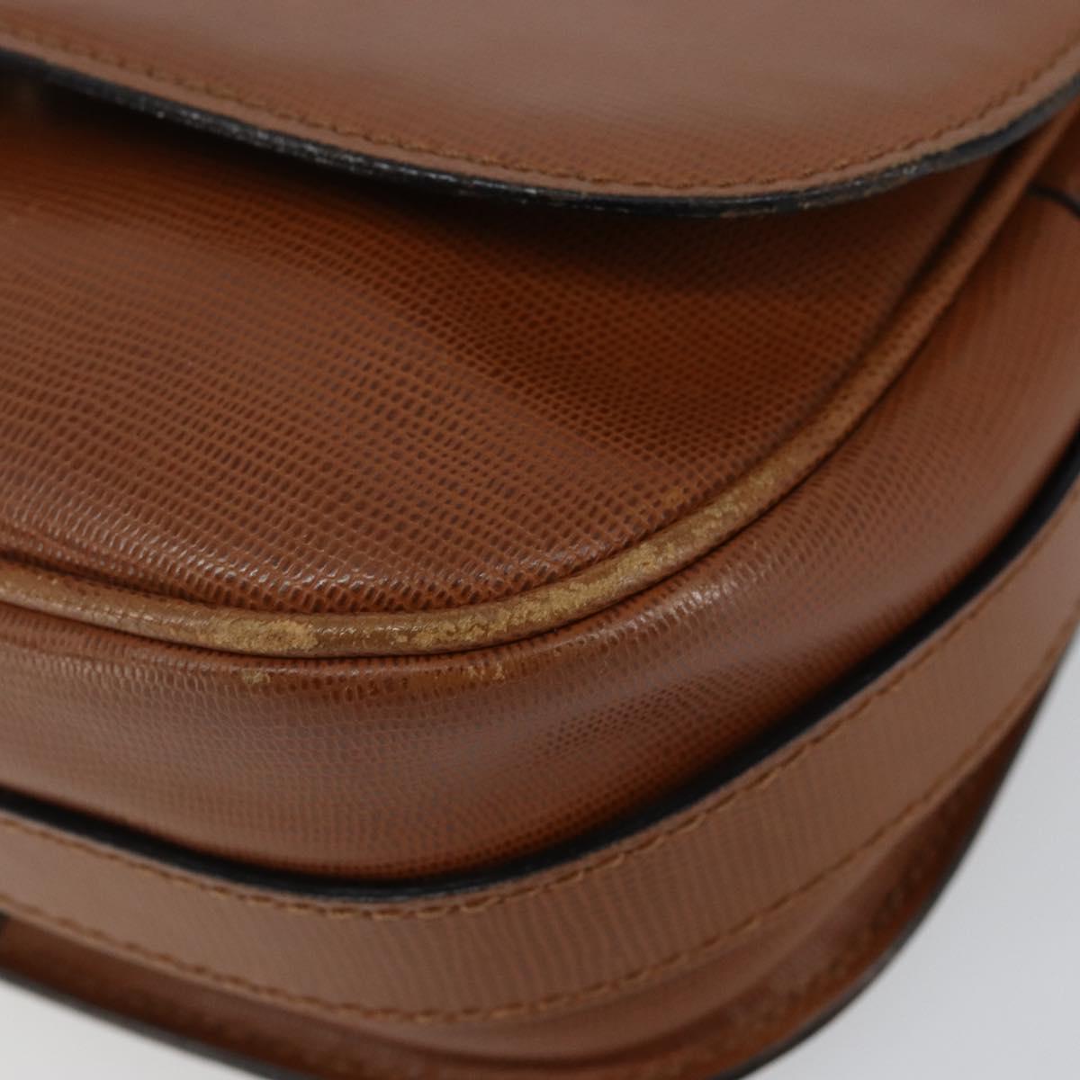 CELINE Shoulder Bag Leather Brown Gold Auth 142807