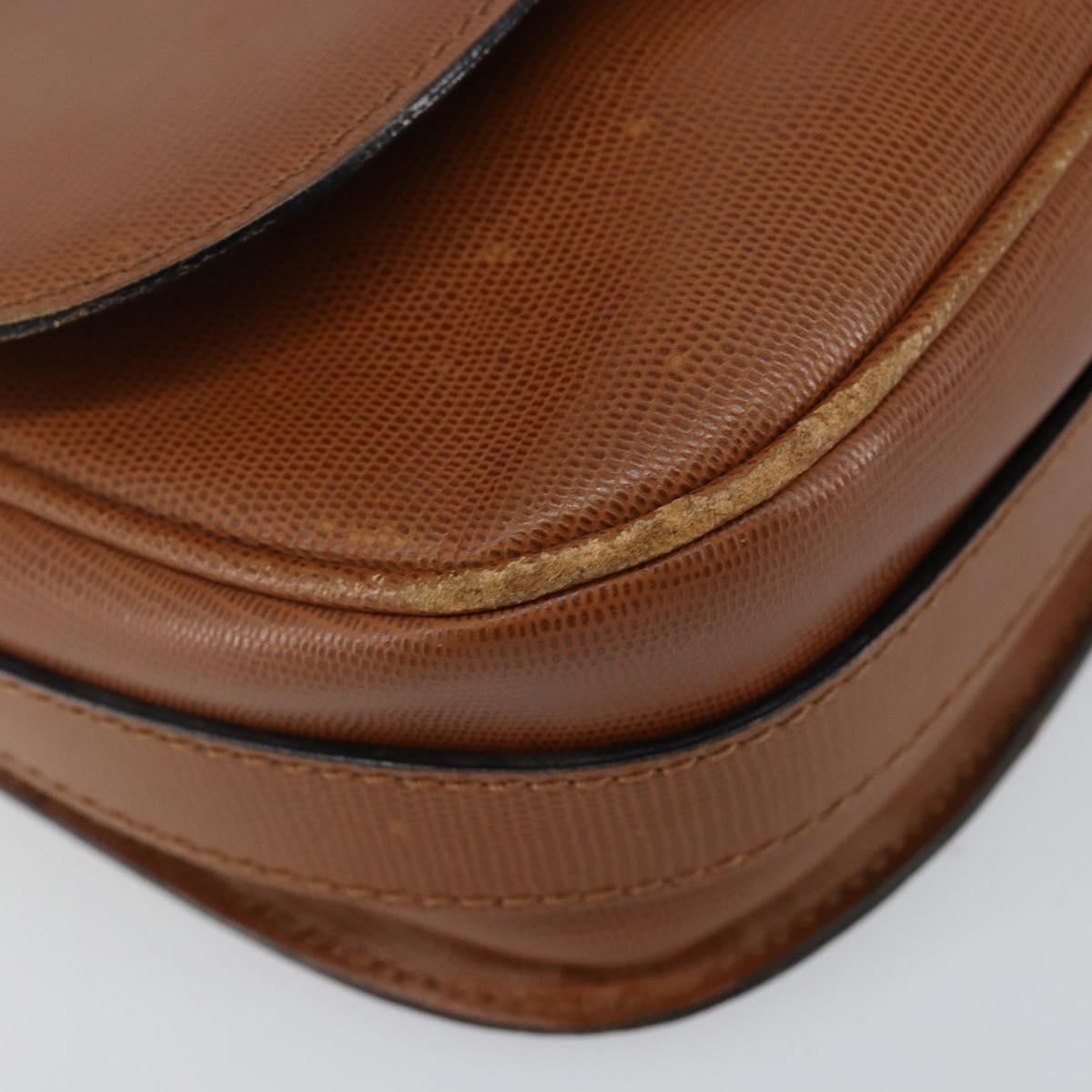 CELINE Shoulder Bag Leather Brown Gold Auth 142807