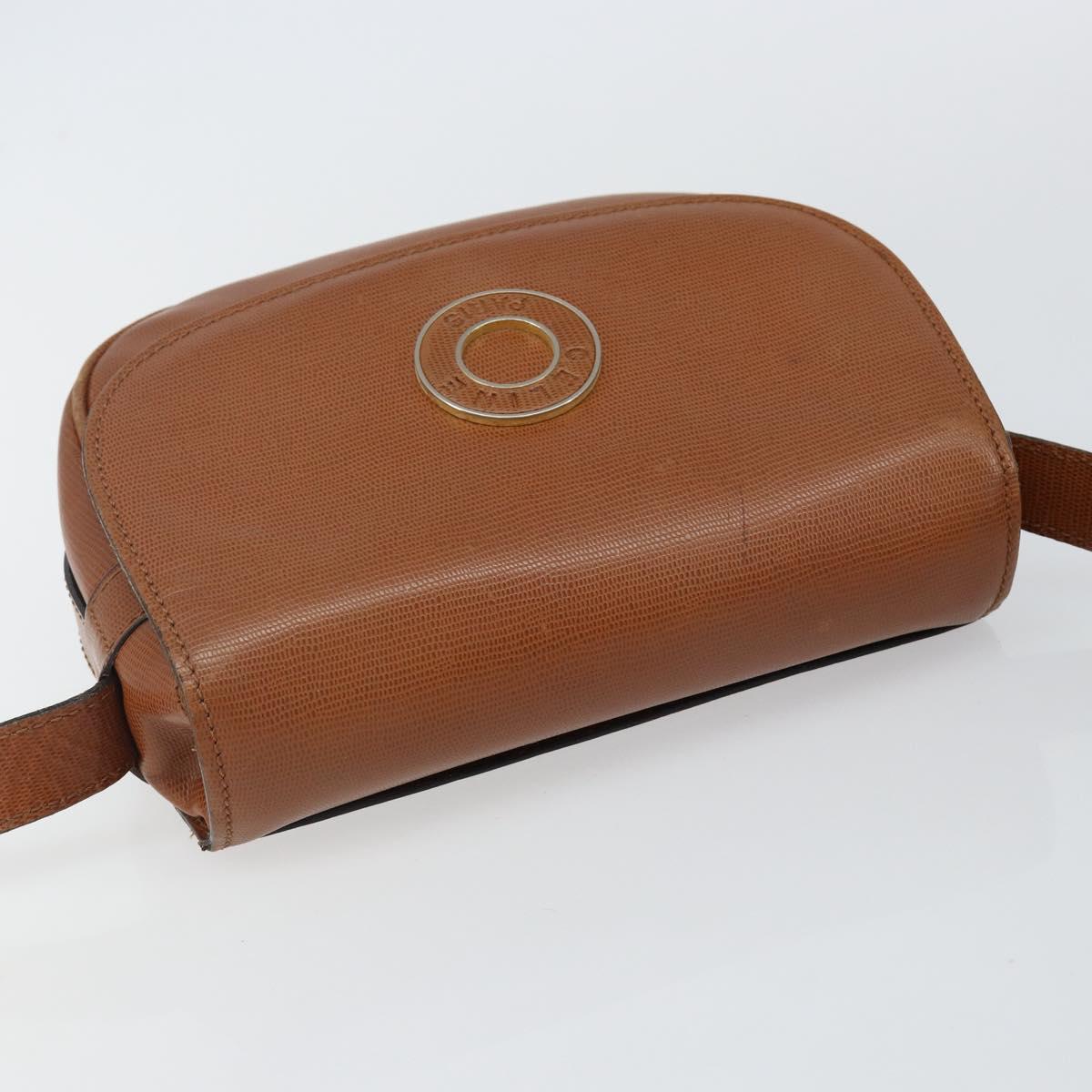 CELINE Shoulder Bag Leather Brown Gold Auth 142807