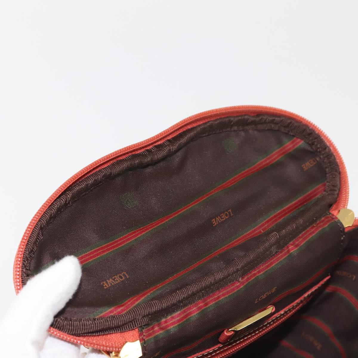 LOEWE Velazquez Hand Bag Leather Red Gold Auth 142809