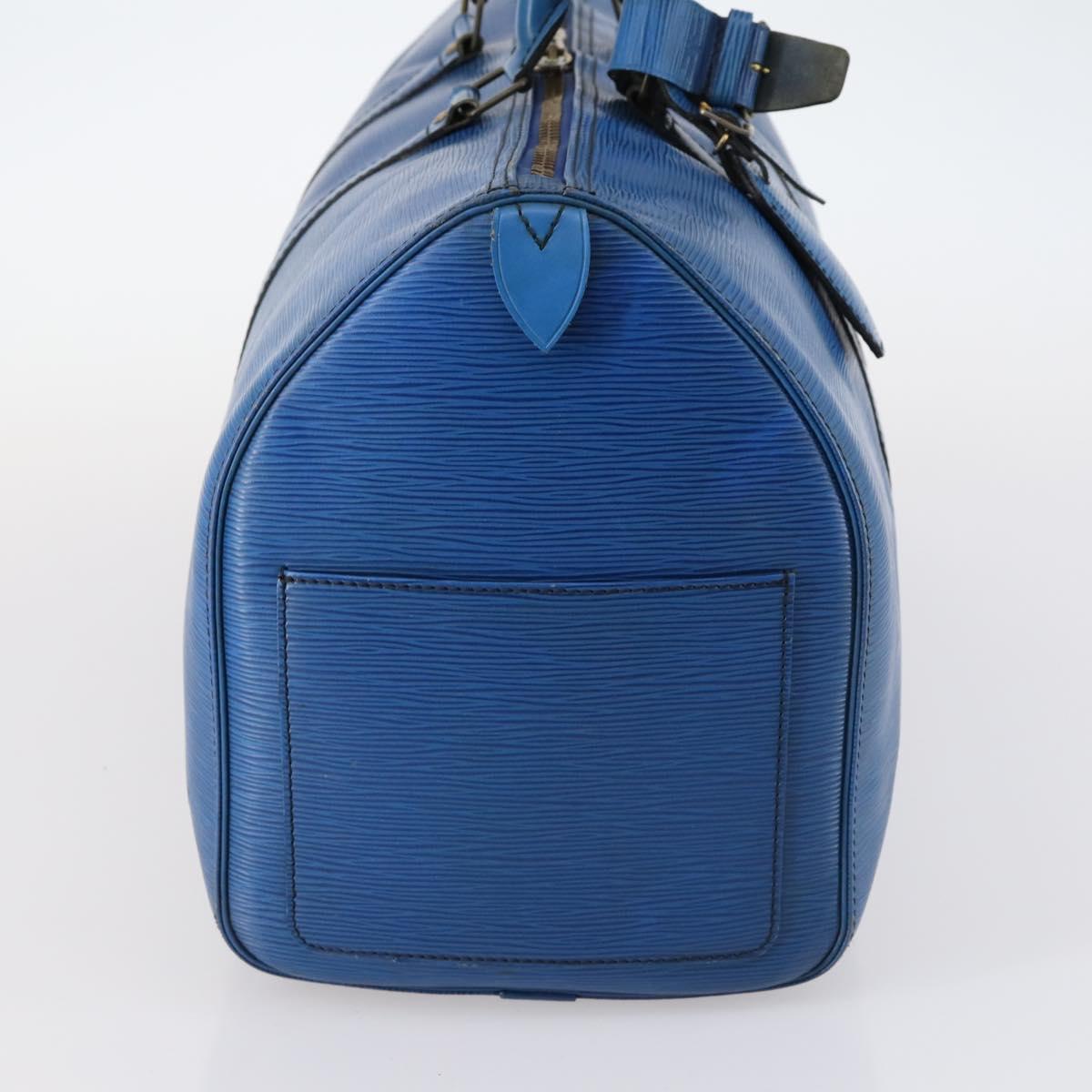 LOUIS VUITTON Epi Keepall 45 Boston Bag Blue M42975 LV Auth 142820