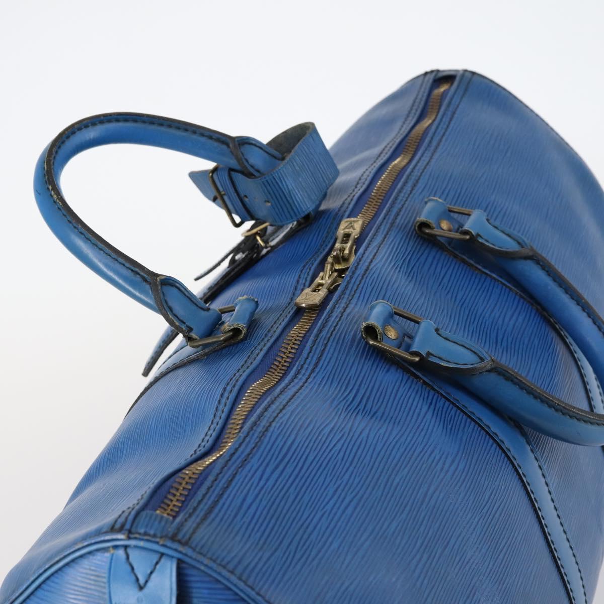 LOUIS VUITTON Epi Keepall 45 Boston Bag Blue M42975 LV Auth 142820