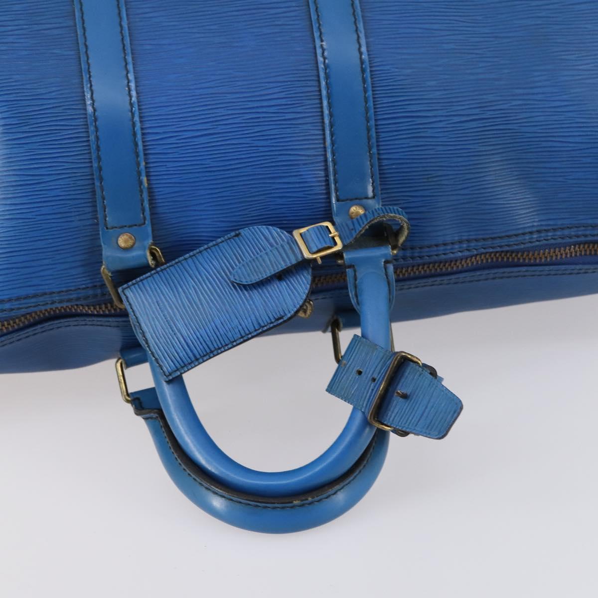 LOUIS VUITTON Epi Keepall 45 Boston Bag Blue M42975 LV Auth 142820