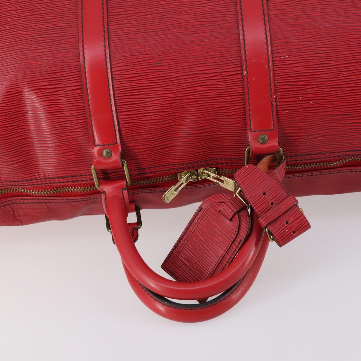 LOUIS VUITTON Epi Keepall 50 Boston Bag Red M42967 LV Auth 142821
