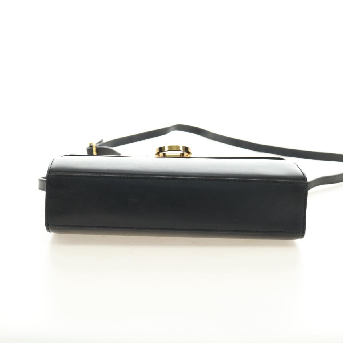 Salvatore Ferragamo Gancini Shoulder Bag Leather Black Gold Auth 142822