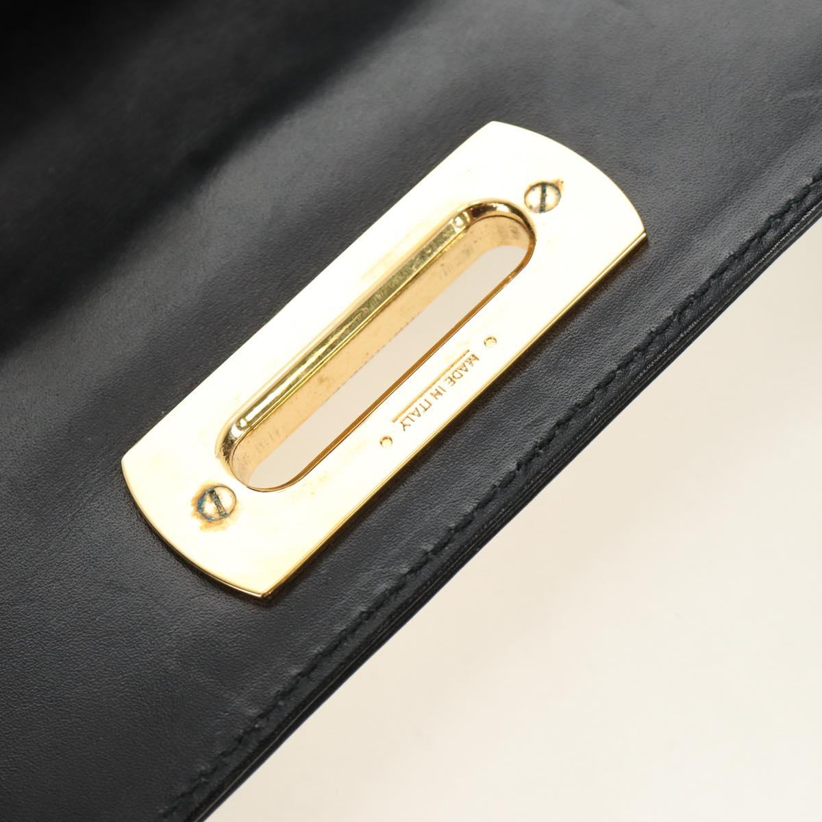 Salvatore Ferragamo Gancini Shoulder Bag Leather Black Gold Auth 142822