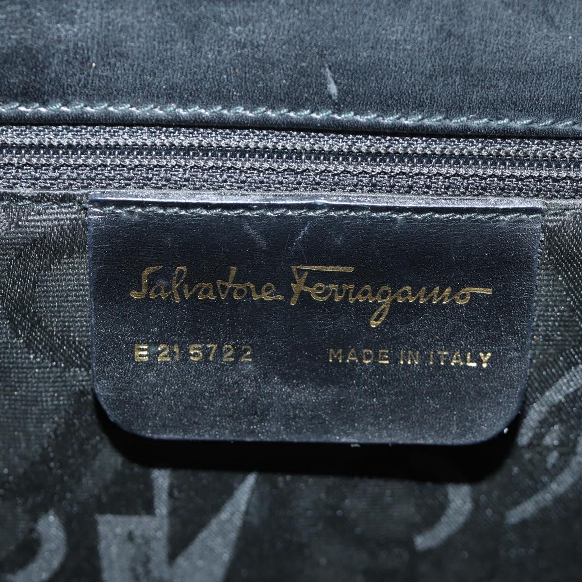 Salvatore Ferragamo Gancini Shoulder Bag Leather Black Gold Auth 142822