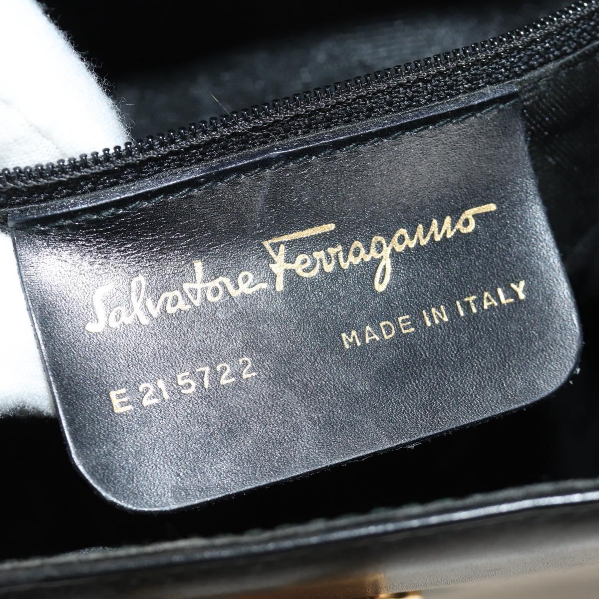 Salvatore Ferragamo Gancini Shoulder Bag Leather Black Gold Auth 142822