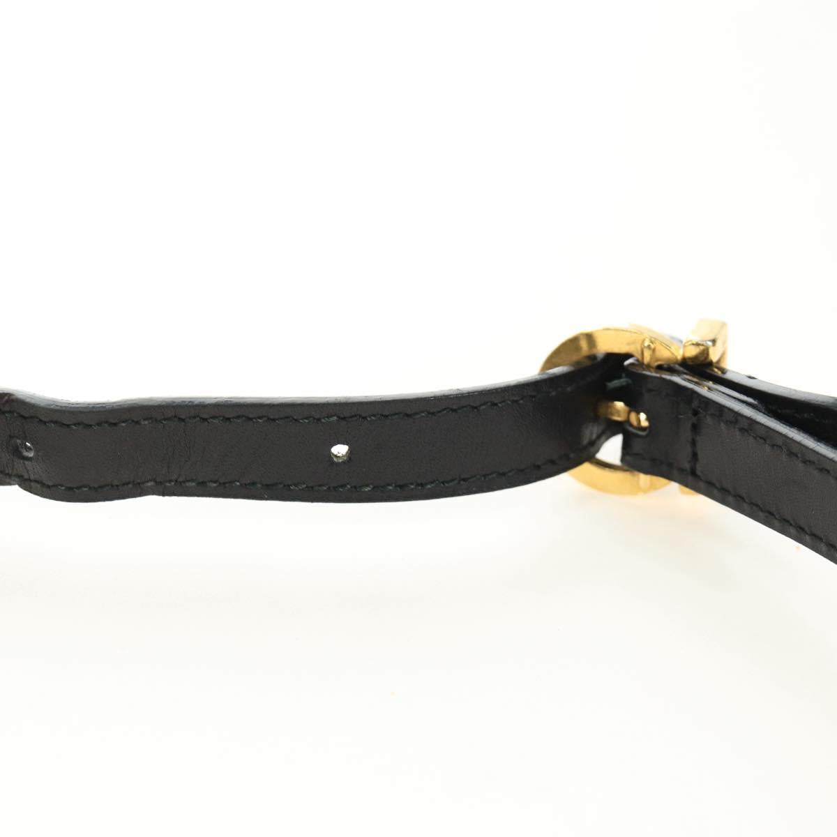 Salvatore Ferragamo Gancini Shoulder Bag Leather Black Gold Auth 142822