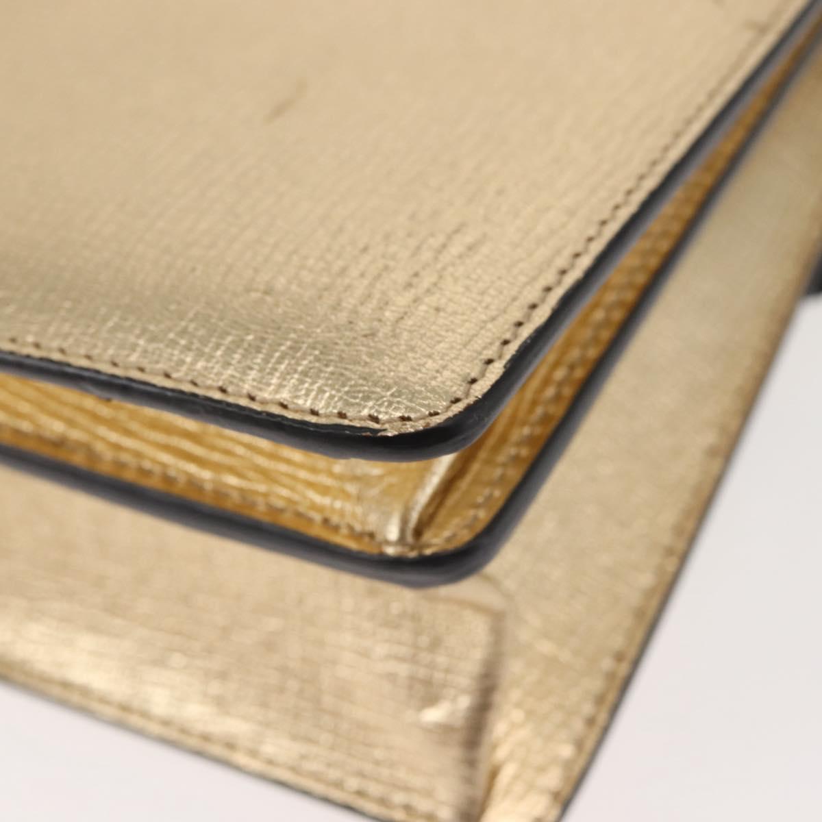Salvatore Ferragamo Gancini Chain Shoulder Bag Leather Gold Auth 142823
