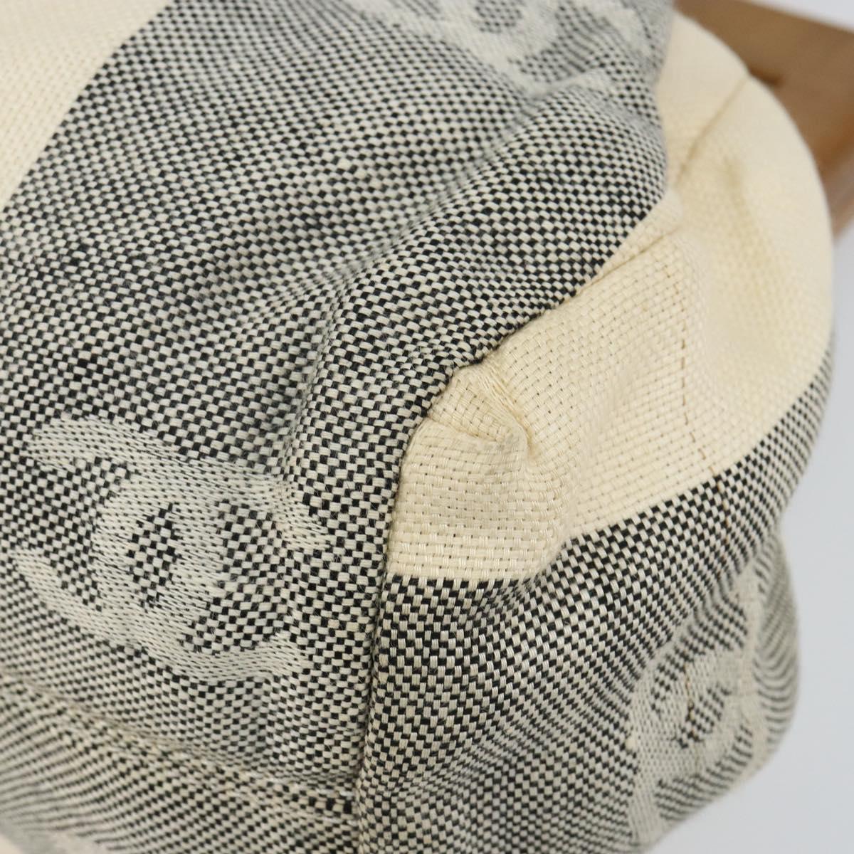 CHANEL Tote Bag Canvas Ivory Gold CC Auth 142826