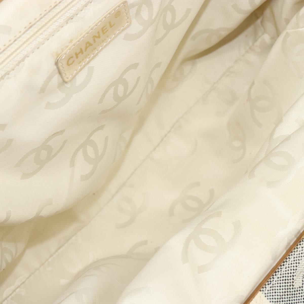 CHANEL Tote Bag Canvas Ivory Gold CC Auth 142826