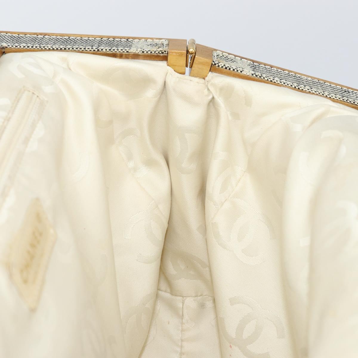 CHANEL Tote Bag Canvas Ivory Gold CC Auth 142826