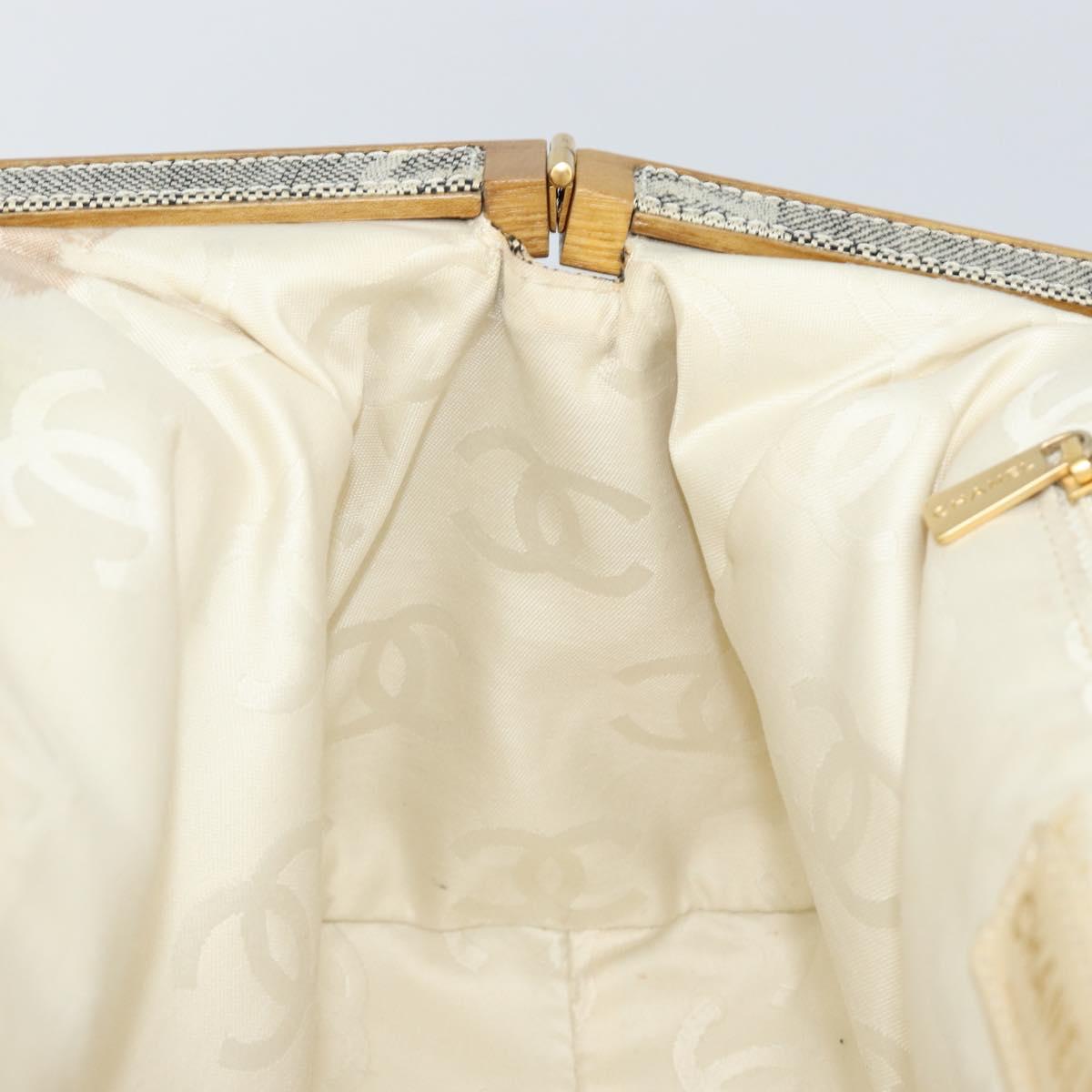 CHANEL Tote Bag Canvas Ivory Gold CC Auth 142826