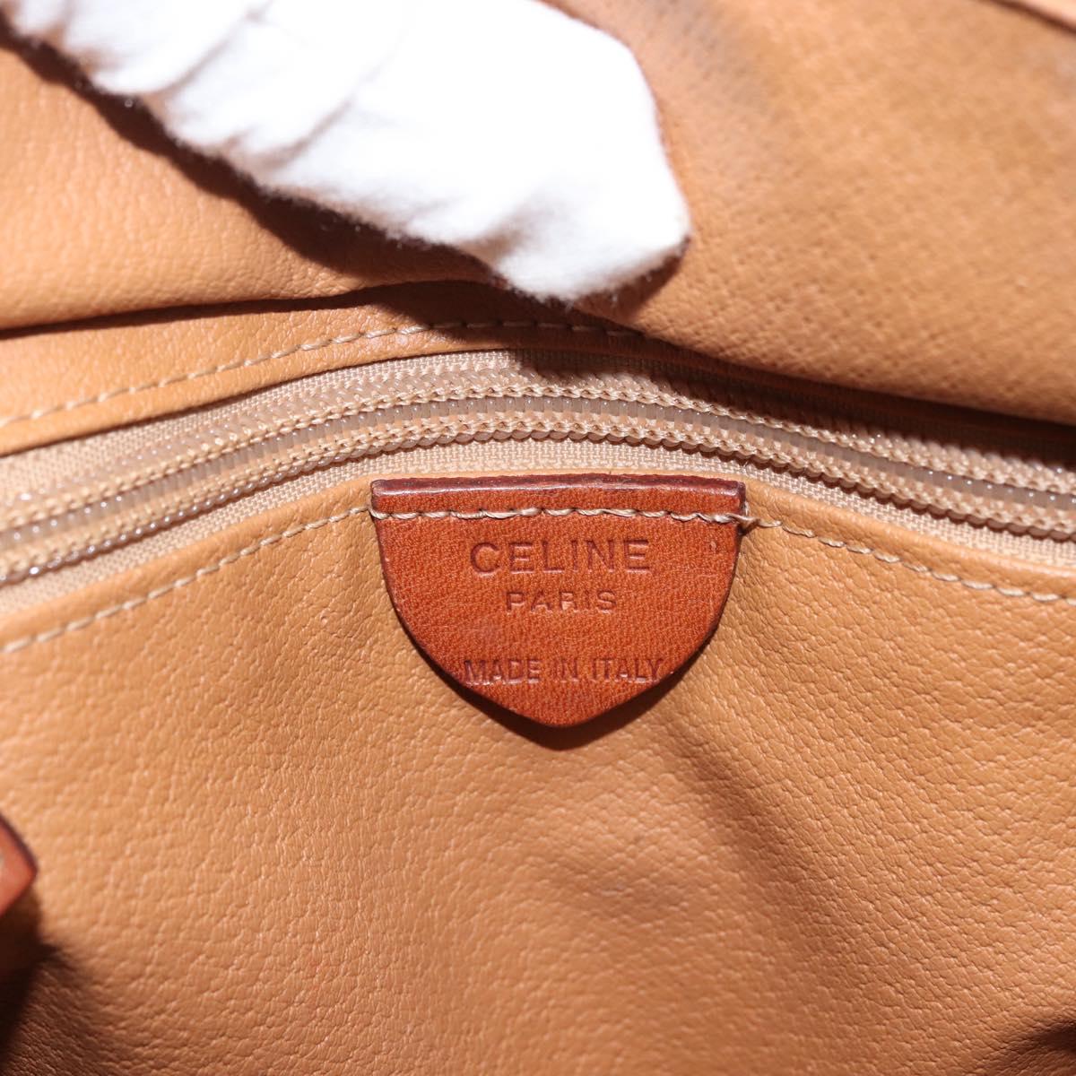 CELINE Macadam Canvas Hand Bag PVC Leather Brown Gold Auth 142839