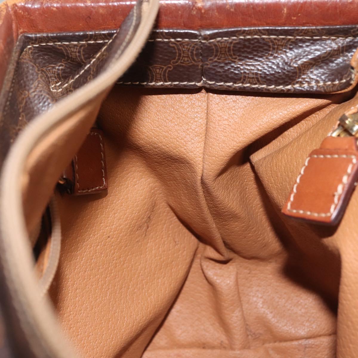 CELINE Macadam Canvas Hand Bag PVC Leather Brown Gold Auth 142839