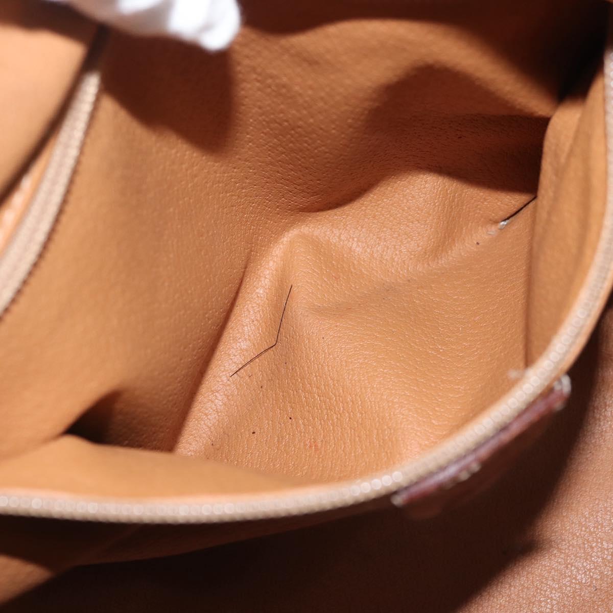 CELINE Macadam Canvas Hand Bag PVC Leather Brown Gold Auth 142839