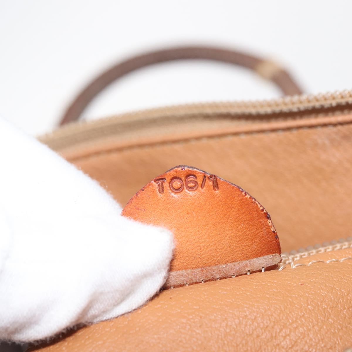 CELINE Macadam Canvas Hand Bag PVC Leather Brown Gold Auth 142839