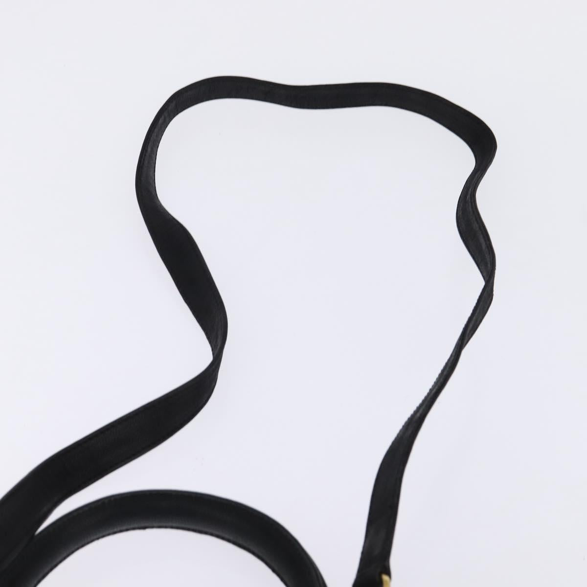 CELINE Hand Bag Leather 2way Black Gold Auth 142840