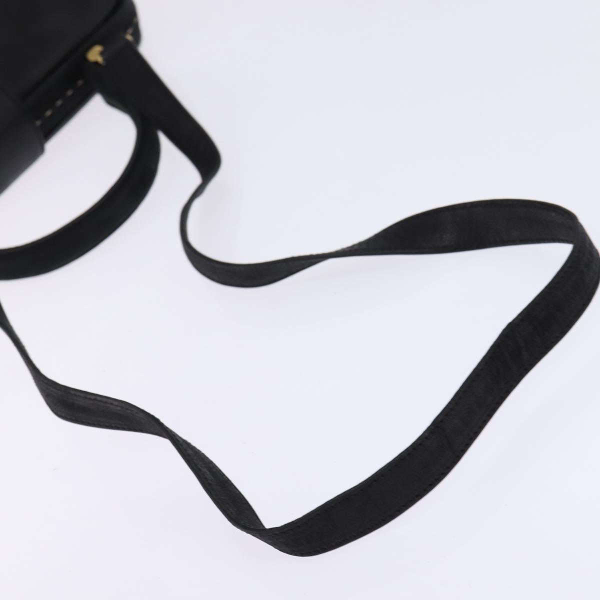 CELINE Hand Bag Leather 2way Black Gold Auth 142840