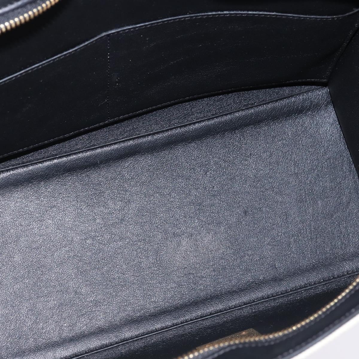 CELINE Trapeze Hand Bag Leather Canvas 2way Beige Black Orange Auth 142841