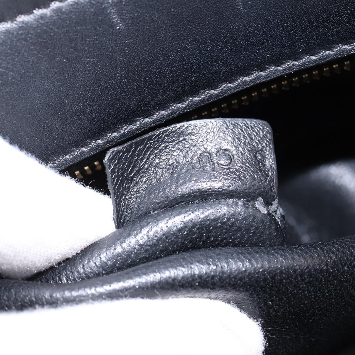 CELINE Trapeze Hand Bag Leather Canvas 2way Beige Black Orange Auth 142841