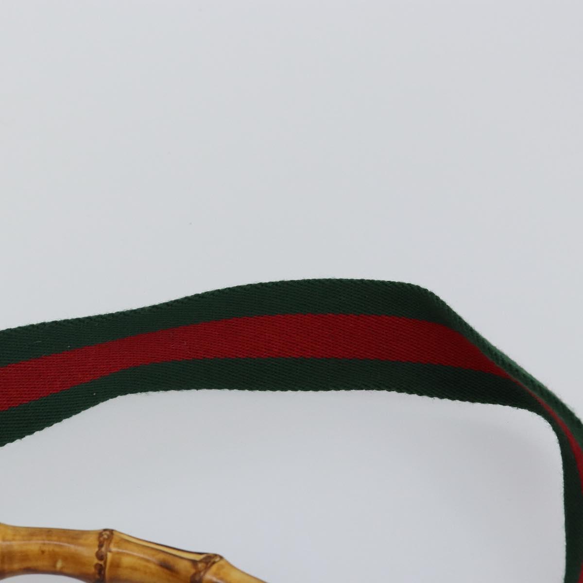 GUCCI Bamboo Web Sherry Line Bag Canvas 2way Beige 001 4058 1705 Auth 142842