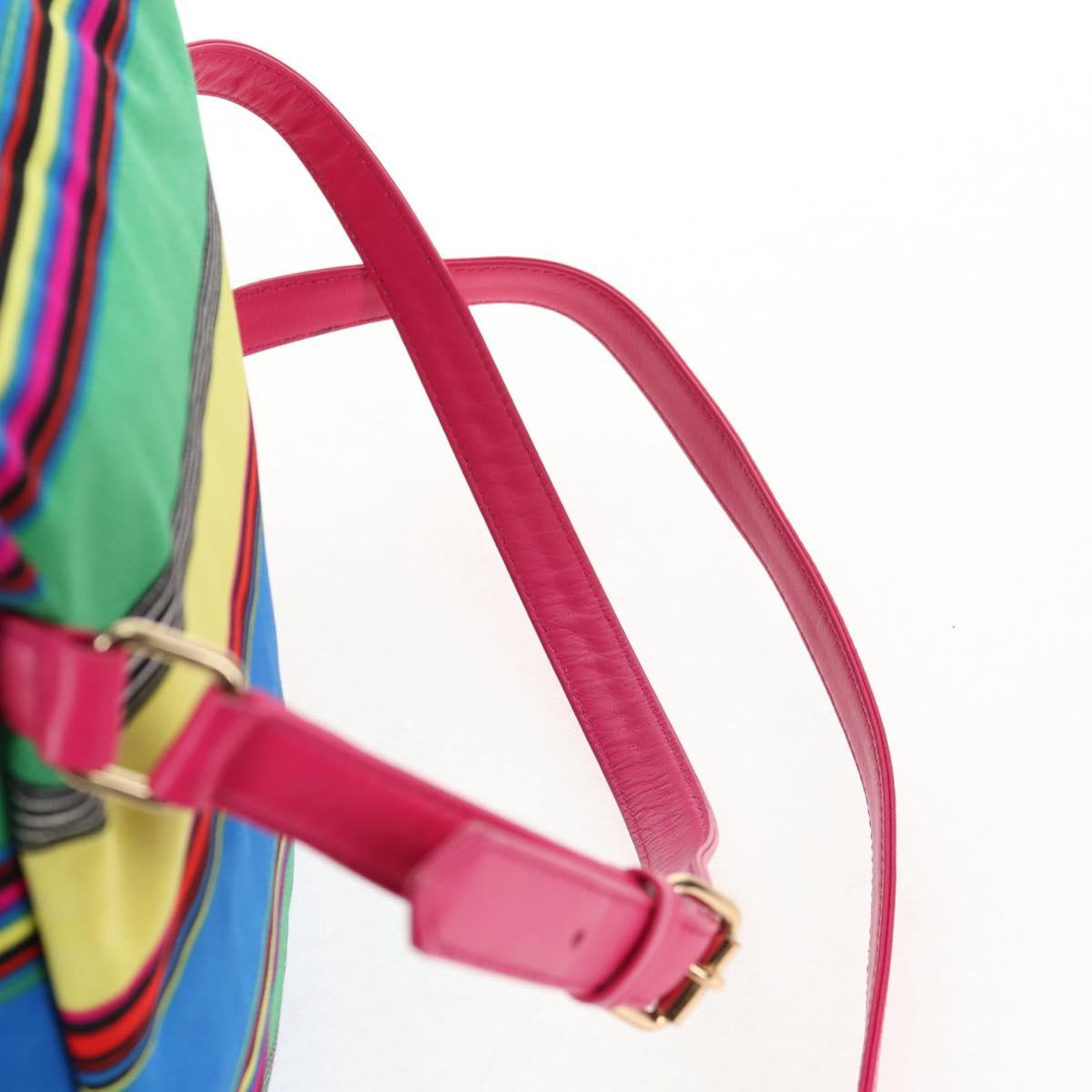 Gianni Versace Backpack Canvas Multicolor Gold Auth 142845V