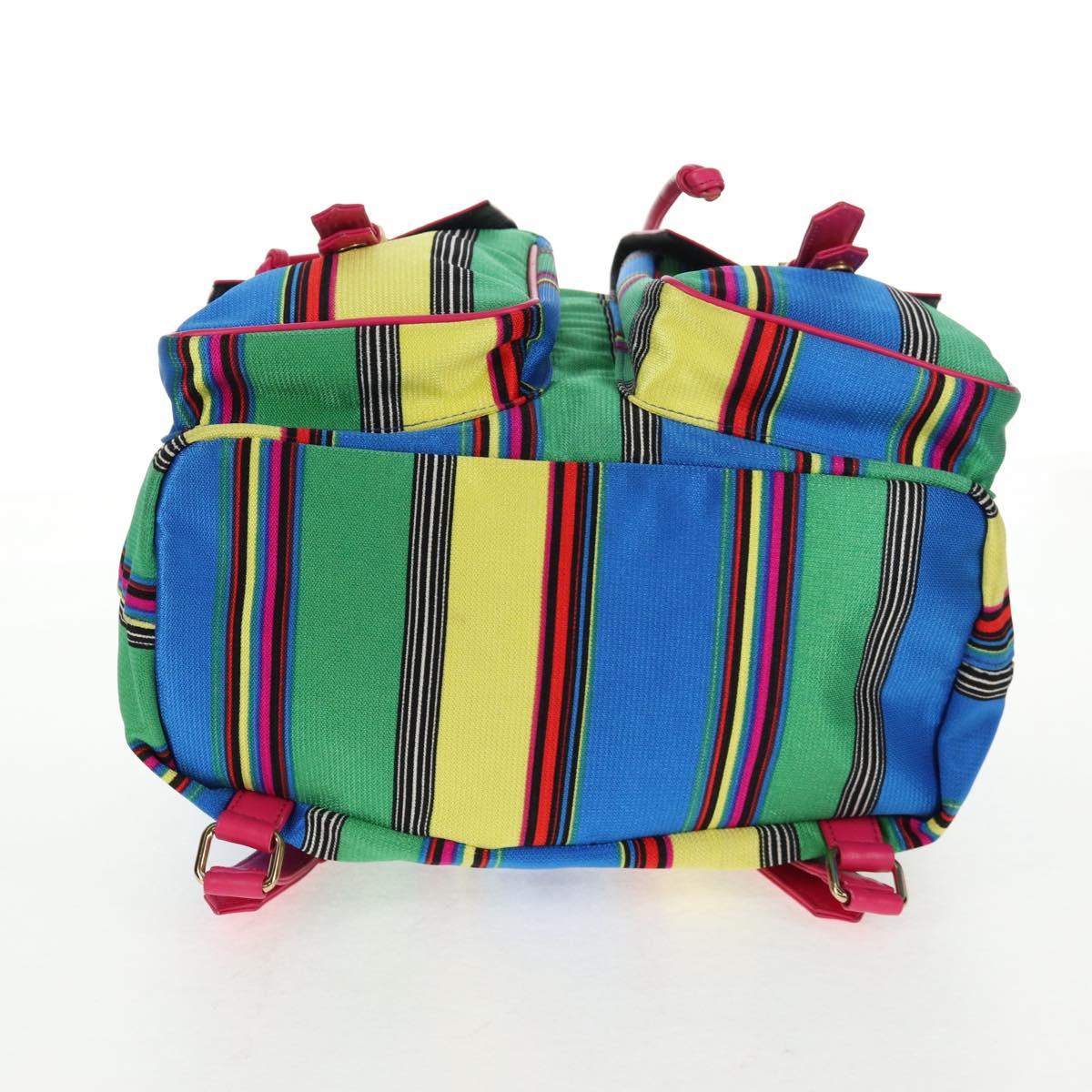 Gianni Versace Backpack Canvas Multicolor Gold Auth 142845V