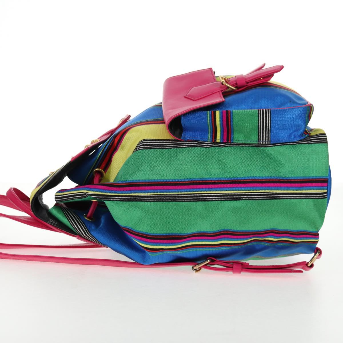 Gianni Versace Backpack Canvas Multicolor Gold Auth 142845V