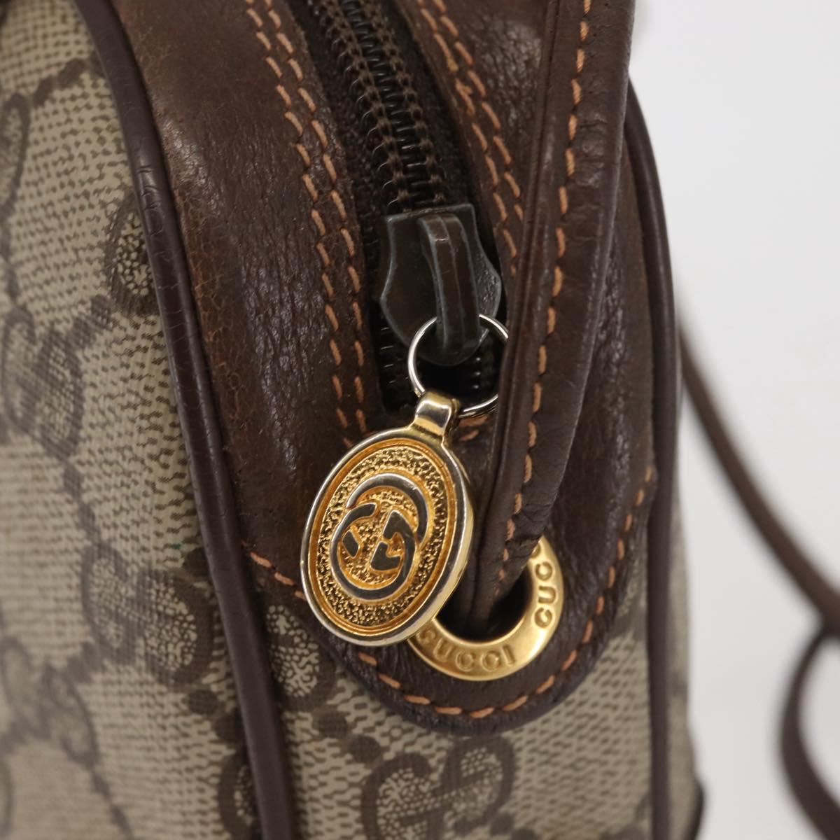 GUCCI GG Supreme Web Sherry Line Shoulder Bag PVC Beige Gold Red Auth 142847