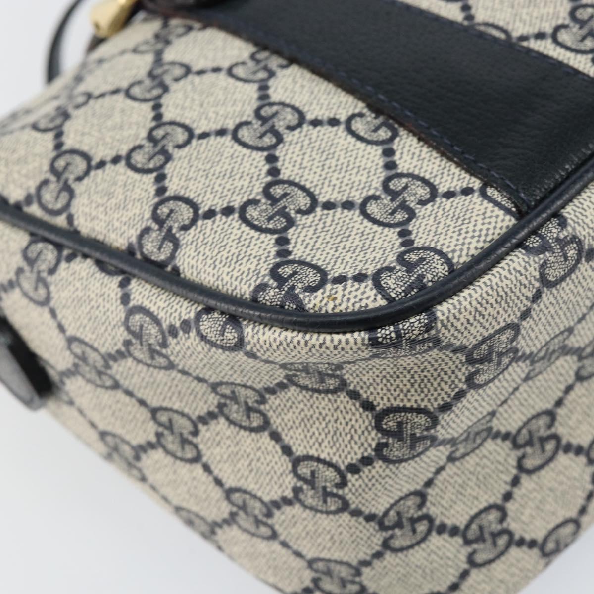 GUCCI GG Supreme Sherry Line Hand Bag PVC Navy Gold Red 39 02 040 Auth 142848