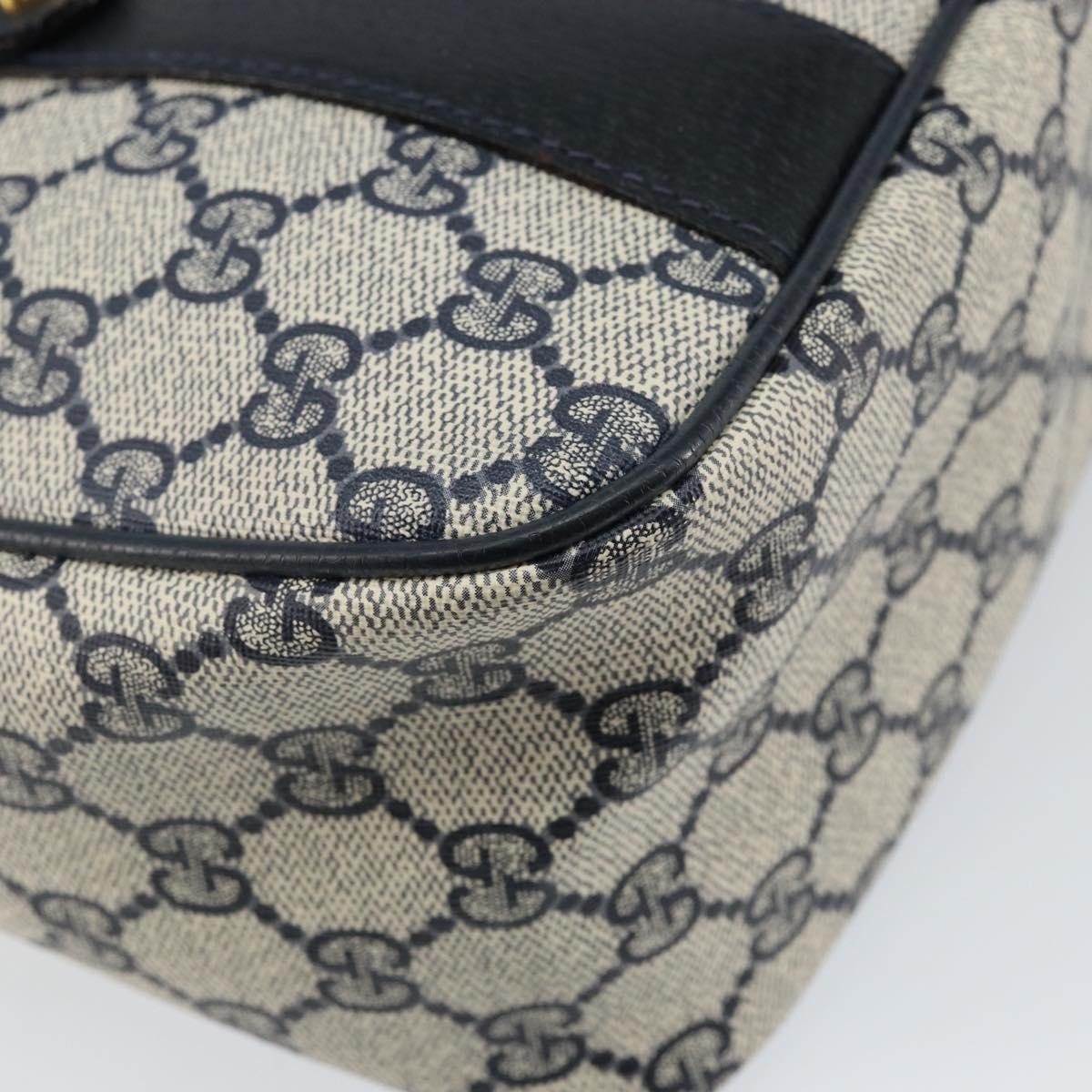 GUCCI GG Supreme Sherry Line Hand Bag PVC Navy Gold Red 39 02 040 Auth 142848