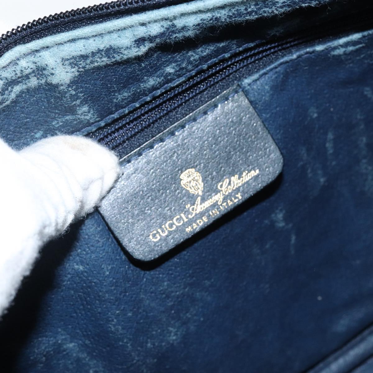 GUCCI GG Supreme Sherry Line Hand Bag PVC Navy Gold Red 39 02 040 Auth 142848