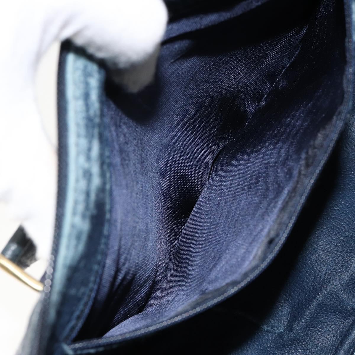 GUCCI GG Supreme Sherry Line Hand Bag PVC Navy Gold Red 39 02 040 Auth 142848