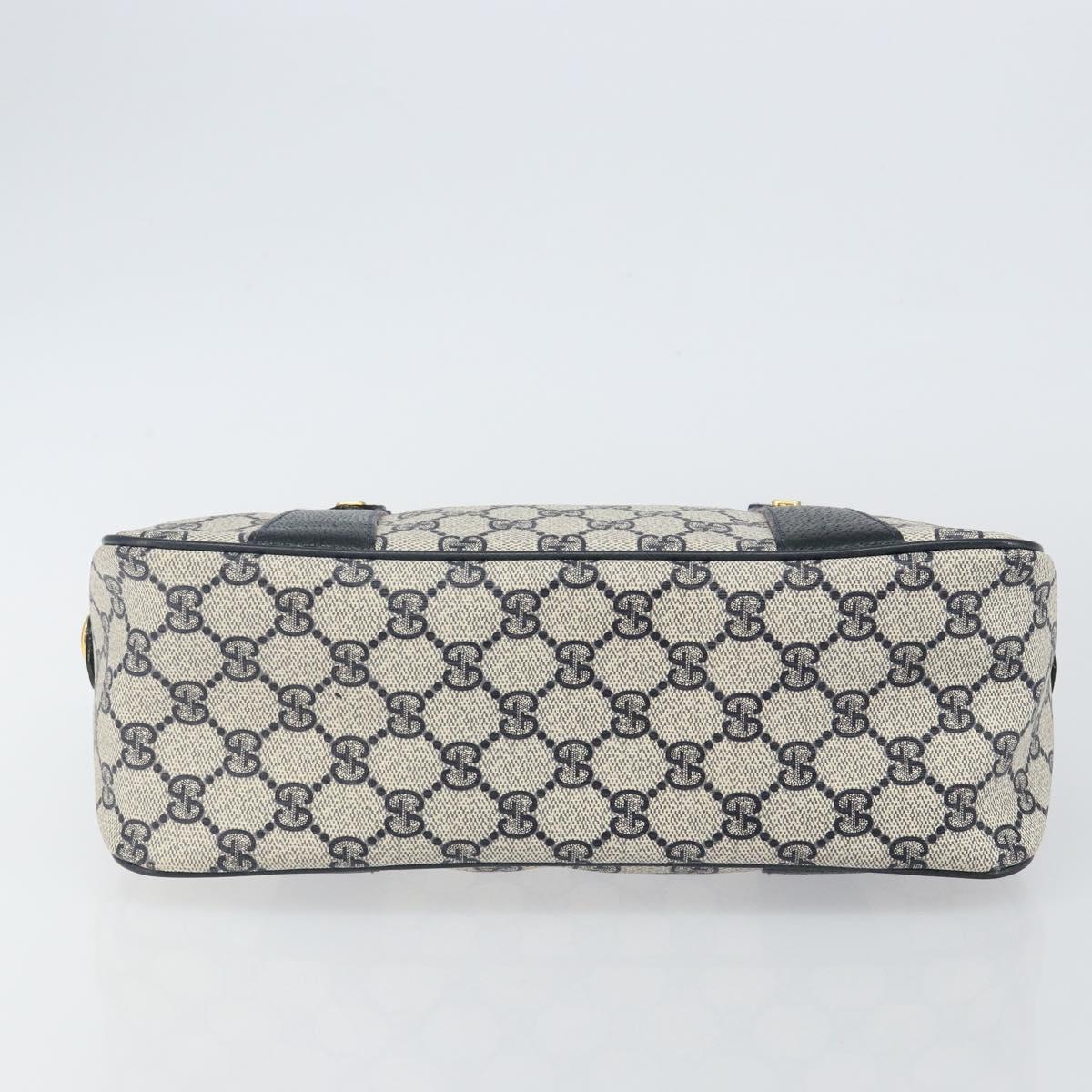 GUCCI GG Supreme Sherry Line Hand Bag PVC Navy Gold Red 39 02 040 Auth 142848