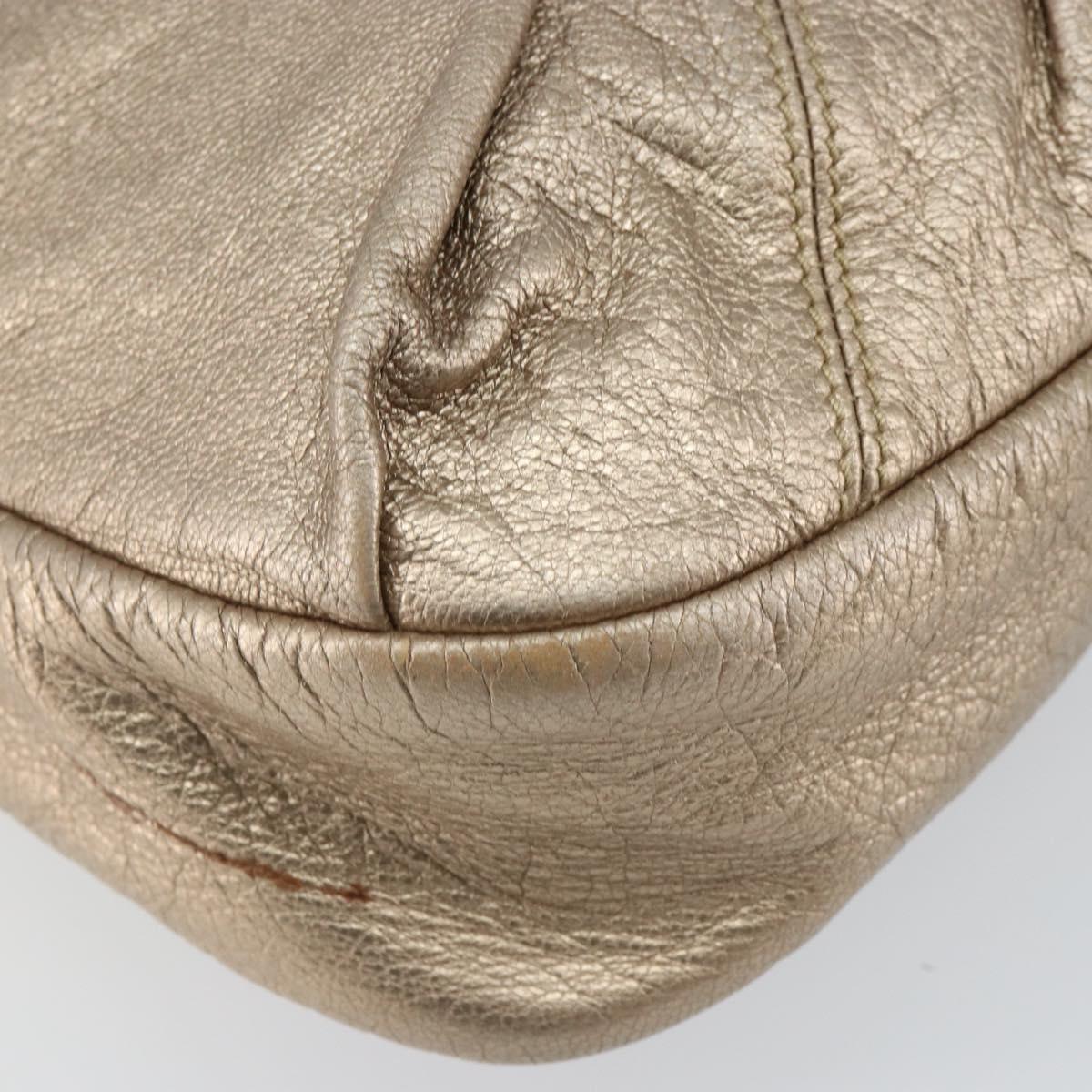 Salvatore Ferragamo Vala Shoulder Bag Leather Beige Gold Auth 142849